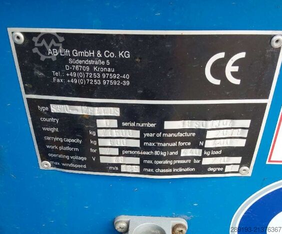 Platformă foarfecă H.A.B. / AB-Lift S 320-12 E4WDS Elektro 32,50m