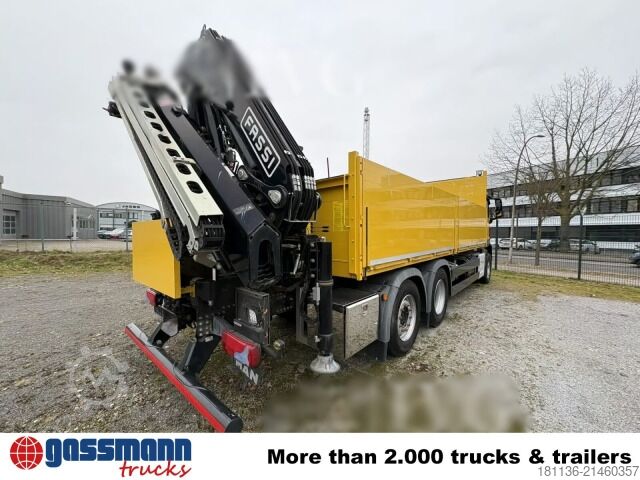 Flatbed truck MAN TGS 26.430 6x2-2 BL, Liftachse, Heckkran Fassi