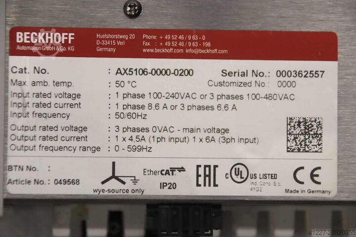 Amplificatore per servo Beckhoff AX5106-0000-0200