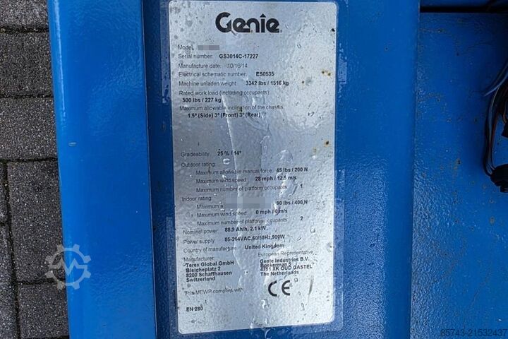 Scherenhebebühne Genie GS1932 Electric, 2025 Batteries, Working Height 7.