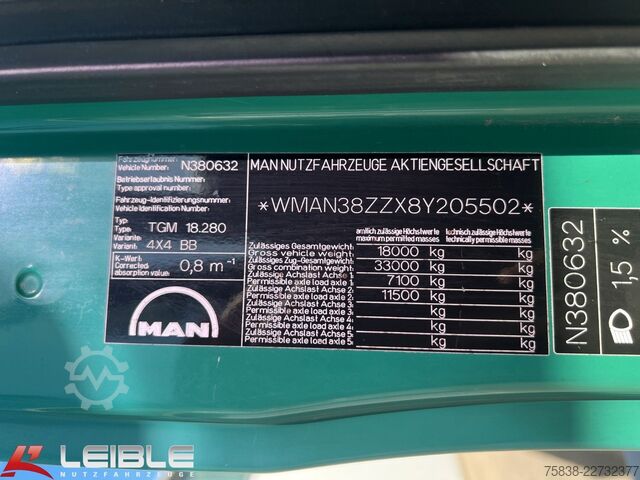 Самосвал MAN TGM 18.280 4x4BB*Terex-Kran*Meiller-Kipper*