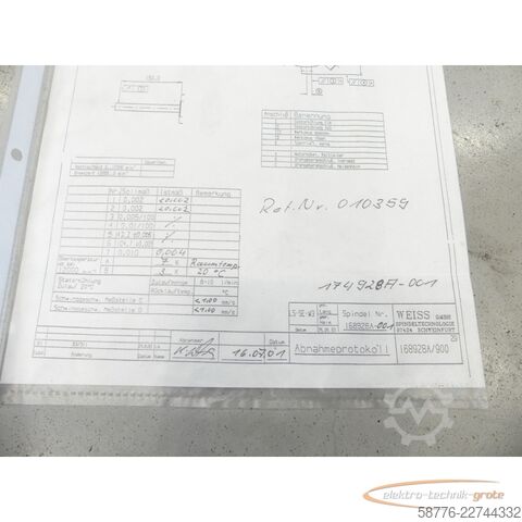 Hluti  Weiss 168828 A Schleif-Spindel 53A / 26kw / 12000 U/min