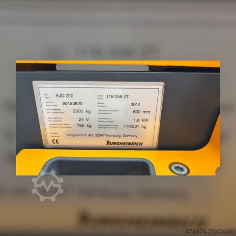 Käsitsi topeltstapeldav alusekäru 2,56m Jungheinrich EJD 220 - 2014