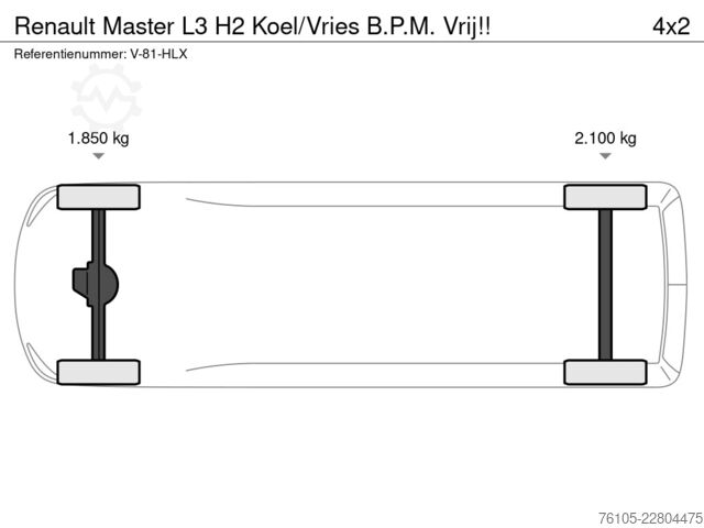 冷藏车 Renault Master L3 H2 Koel/Vries B.P.M. Vrij!!