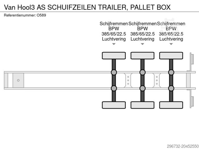Раздвижные брезентовые навесы Van Hool 3 AS SCHUIFZEILEN TRAILER, PALLET BOX