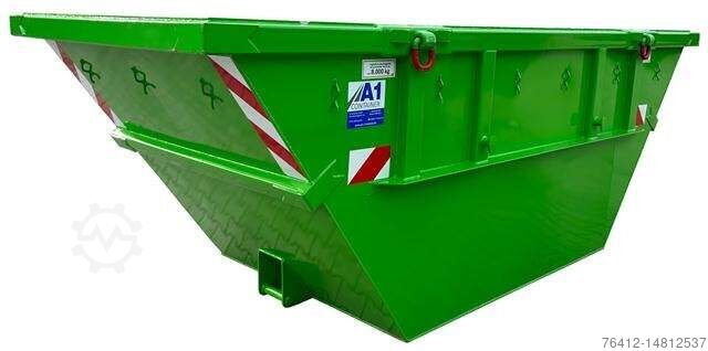 A1 Container Absetzmulde 7 m³ Trapezform Kranbar RAL 6018 Gelbgrün