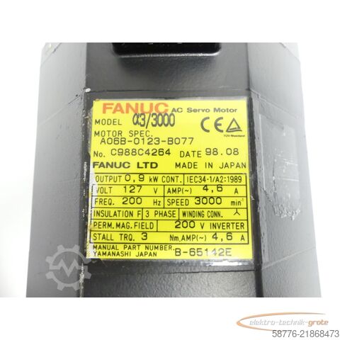  Fanuc A06B-0123-B077 AC Servo Motor SN: C988C4264