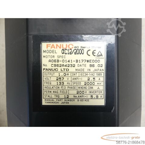 Steuerung Fanuc A06B-0141-B177 # E000 AC Servo Motor SN: C962A4232