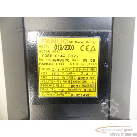 Stýrieining Fanuc A06B-0142-B077 AC Servo Motor SN: C992A6370