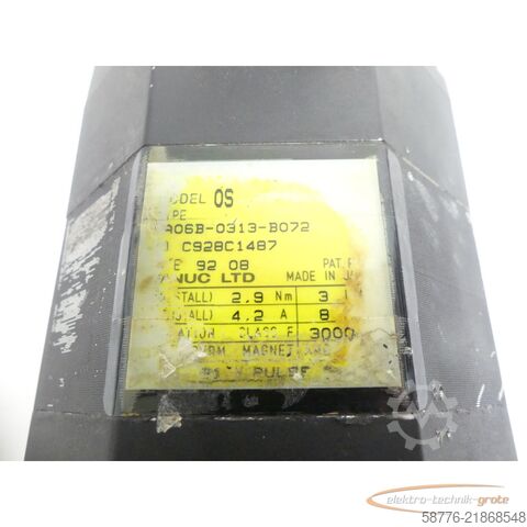 Unidade de controlo Fanuc A06B-0313-B072 AC Servo Motor SN: C928C1487
