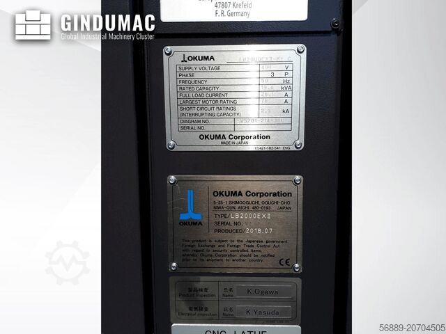 Horizontal Turning Machine Okuma LB2000 EX II MCY