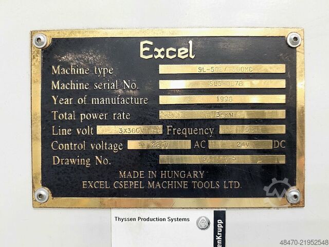 Cnc torna tezgahı EXCELL SL500/1500MC