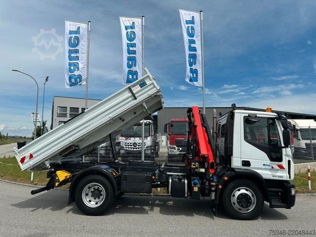 Trostrani kiperski kamion IVECO 120E280 Kipper/Kran/Palfinger/Funk/nur 32 tkm !