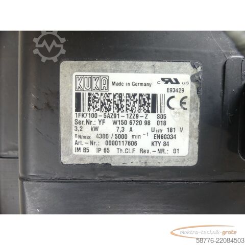 Unidade de controlo KUKA 1FK7100-5AZ91-1ZZ9-Z S05 Servomotor SN: YFW150672098018