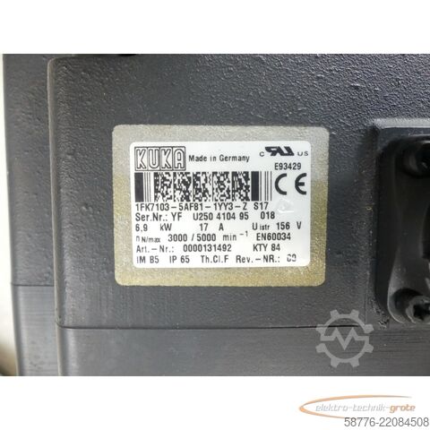Unidade de controlo KUKA 1FK7103-5AF81-1YY3-Z Servomotor SN: YFU250410495018
