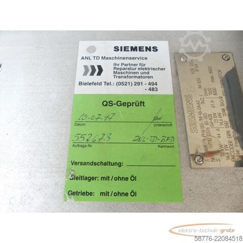 Unidade de controlo Siemens 1PH6135-1NF46-0AA0 Motor SN: EH110037685005 -generalüberholt-