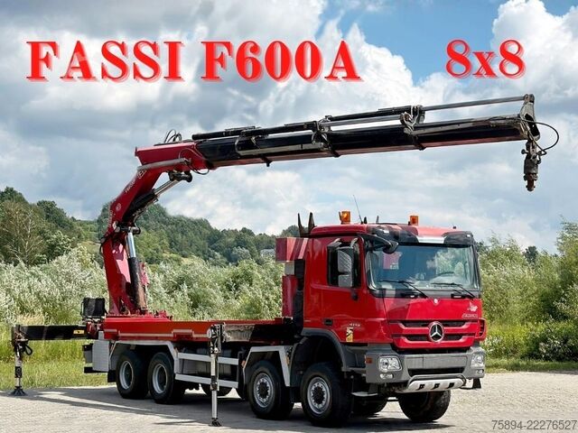 Lastbilmonteret kran MERCEDES-BENZ ACTROS 4146 * FASSI F600A + FUNK * 8x8 !!