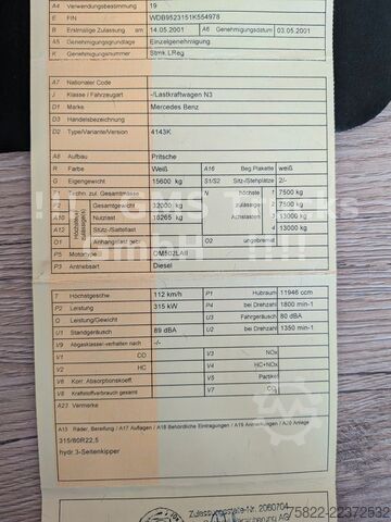 Tipvogn MERCEDES-BENZ Actros 4143 / V6 / Blatt - Blatt / Retarder