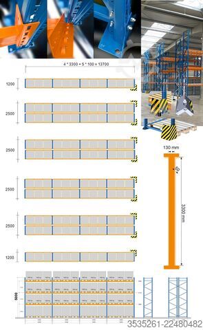 Стойка для дисков 10x13,7 m lang, 5 m hoch, 10 Schutzecken 50 Rahmen, 240 Traversen (3300) 3,25 t