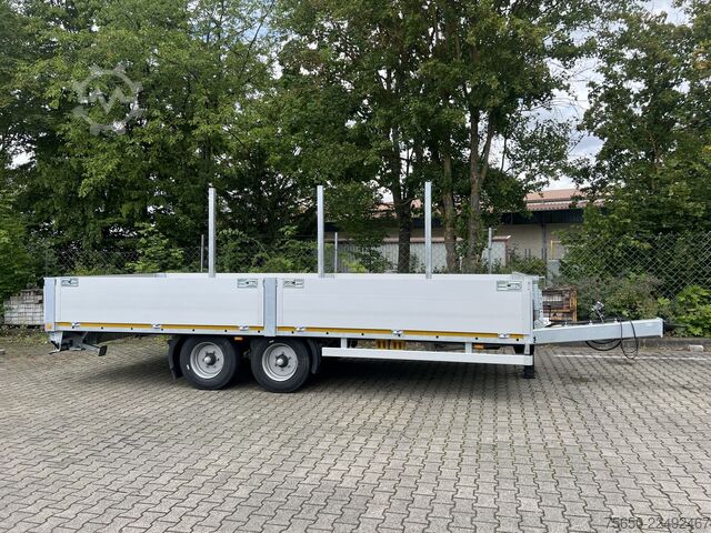 Açık dorseli römork Möslein THT 11- G 6,2  Tandem Pritsche- Tieflader mit Rungentaschen