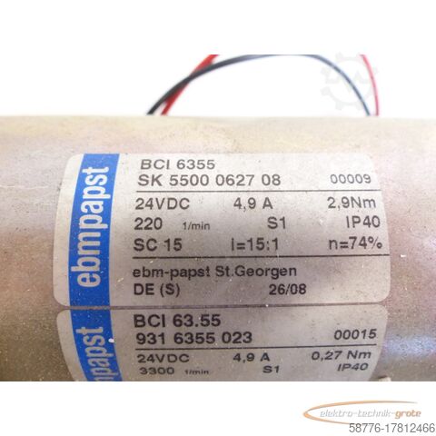 Motor  Ebmpapst BCI63.55 SK550006278 24VDC 00009 + BCI63.55 9316355023 24VDC 00015
