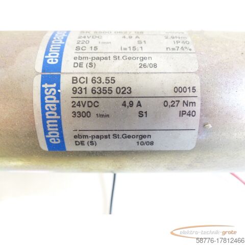 Motor  Ebmpapst BCI63.55 SK550006278 24VDC 00009 + BCI63.55 9316355023 24VDC 00015
