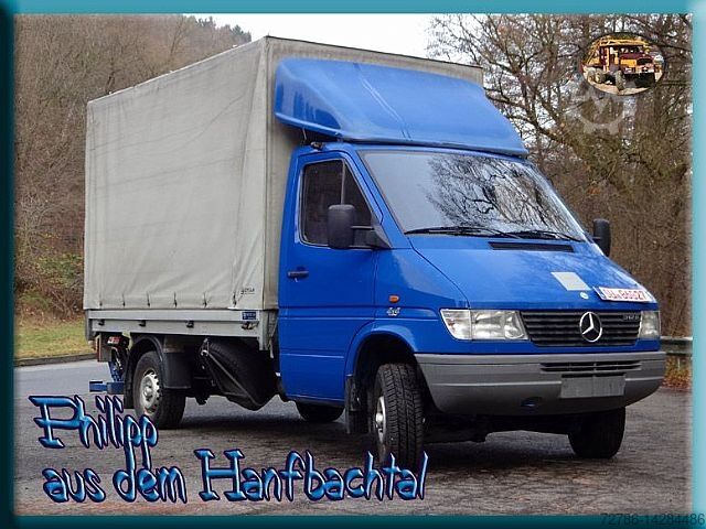 Plakanā platforma / brezenta plēve Mercedes-Benz Mercedes Sprinter 312D 4x4 Pritsche Hebebühne Army