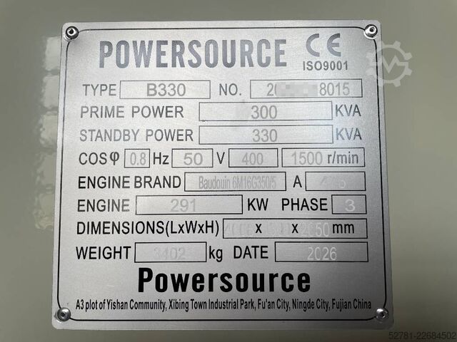  Baudouin 6M16G350/5 - 330 kVA Generator - DPX-19874