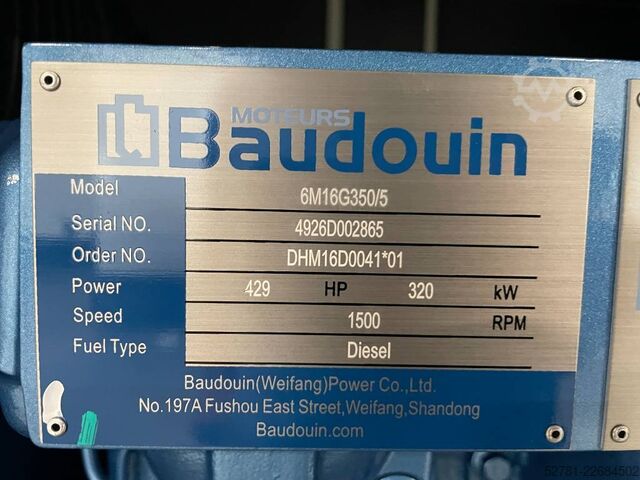  Baudouin 6M16G350/5 - 330 kVA Generator - DPX-19874