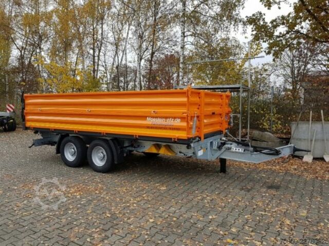 Tipper trailer Möslein TTD11- BA Orange  neuer Tandem 3- Seitenkipper Tiefladermit Bordwand- Aufsatz-- Neufahrzeug --