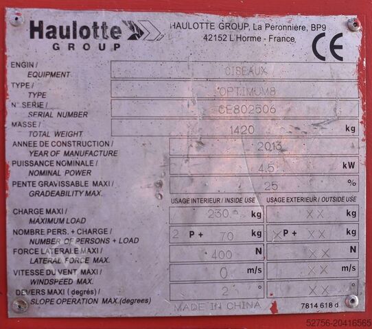 Škarjasto dvigalo Haulotte Optimum  8