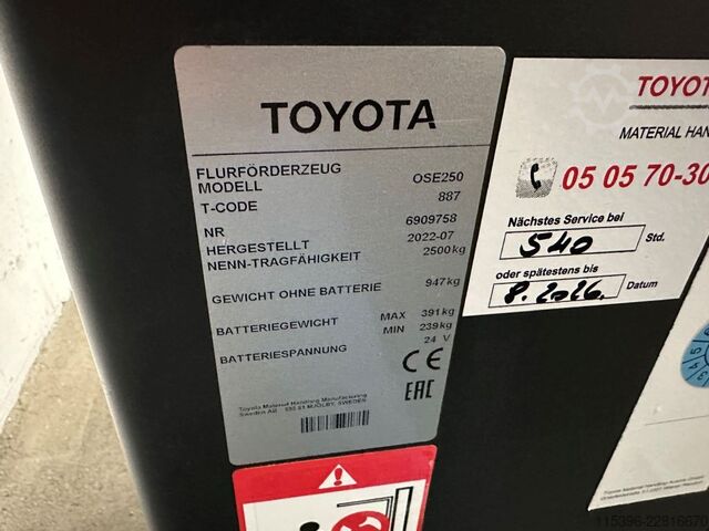 Commissionatore a basso livello Toyota OSE 250 - 91 Stunden !!!!