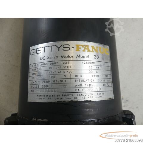  Fanuc A06B-0602-B232 DC Servo Motor Model 20 SN: 0-0375536