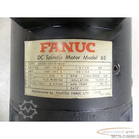 Steuerung Fanuc A06B-0819-B001 DC Spindle Motor Model 6S SN: 061072