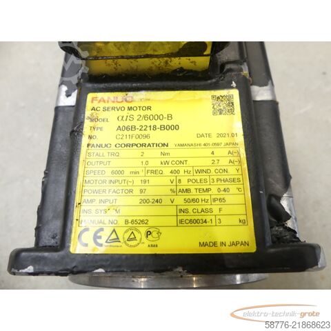 Fanuc A06B-2218-B000 AC Servomotor SN: C211F0096 mit Pulsecoder A860-2050-T321