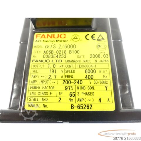  Fanuc Stator für A06B-0218-B100 AC Servo Motor SN: C083E4253