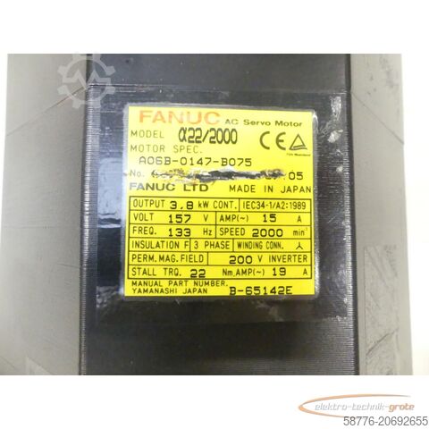 Fanuci mootor Fanuc A06B-0147-B075 AC Servo Motor SN: nicht vorhanden
