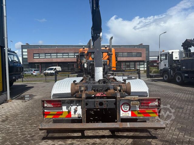 Containertransport (haakarmsysteem) Scania P360 + HIAB 111BS-2 DUO + 6X2 + HOOKSYTEM + EUR...