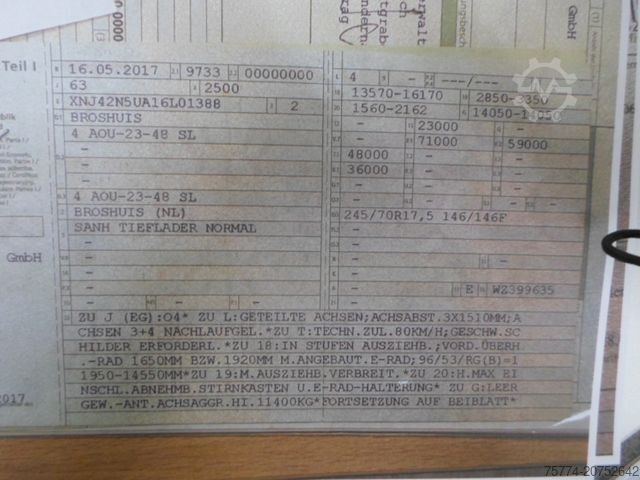 Låglastarsläpvagn BROSHUIS 4 AOU-23-48 SL/ TELE 3000 mm ausziehbar !