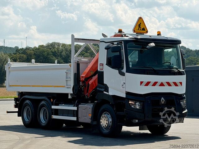 מנוף מותקן על משאית RENAULT C 380* KIPPER 5,20 m* KRAN/FUNK * 6x4 * TOP