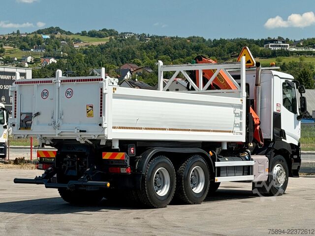 מנוף מותקן על משאית RENAULT C 380* KIPPER 5,20 m* KRAN/FUNK * 6x4 * TOP
