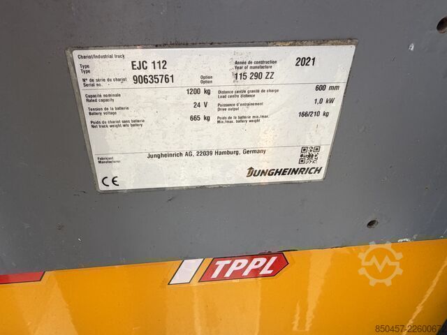 Apiladores de palés Jungheinrich EJC 112 li-ion 2.9m/ cold store