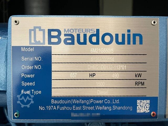  Baudouin 6M21G550/5 - 550 kVA Generator - DPX-19878