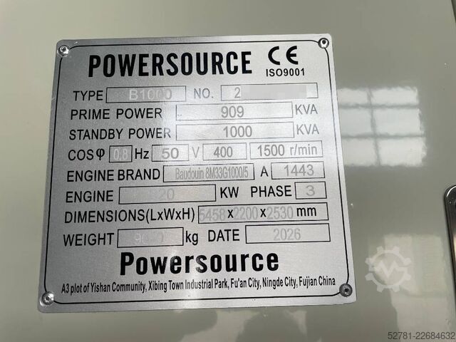  Baudouin 8M33G1000/5 - 1000 kVA Generator - DPX-19882