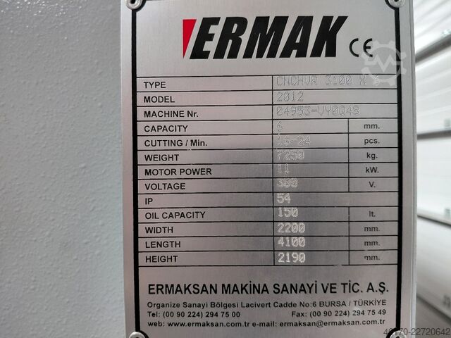 Máy cắt guillotine thuỷ lực Ermak CNC HVR 3106