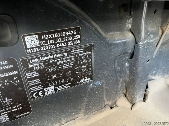 電動3輪フォークリフト Linde E16-02