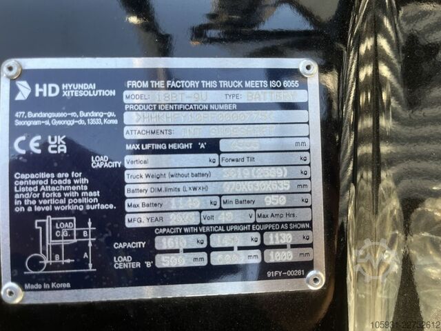 電動3輪フォークリフト Hyundai 18BT-9U