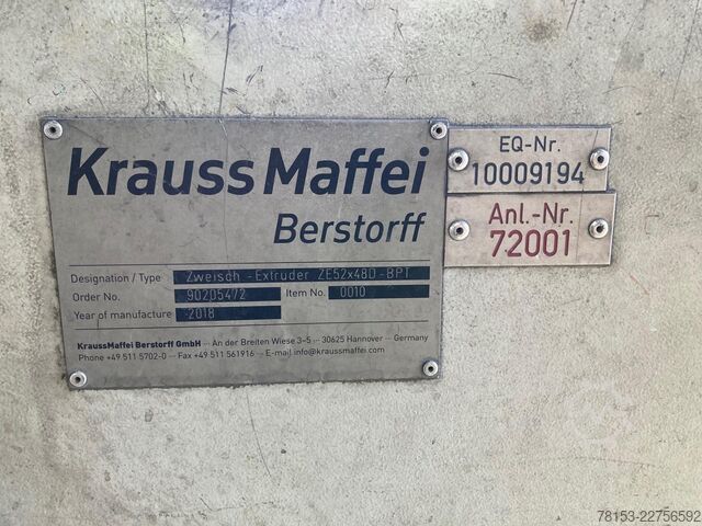 Twin Screw Extruder KraussMaffei ZE 52-48D