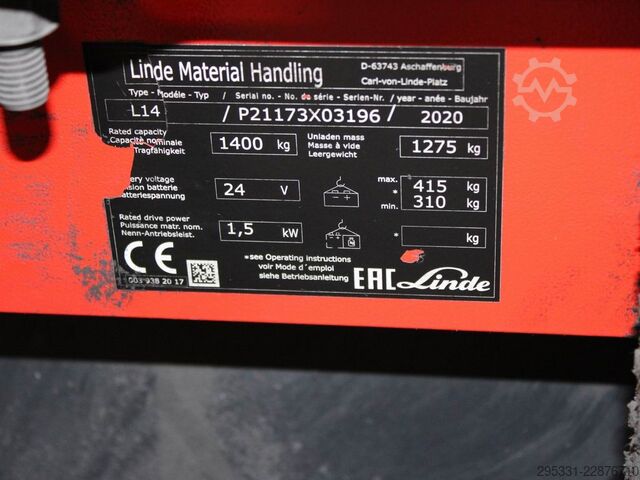 รถยกพาเลทแบบมือหมุน Linde L 14  1173