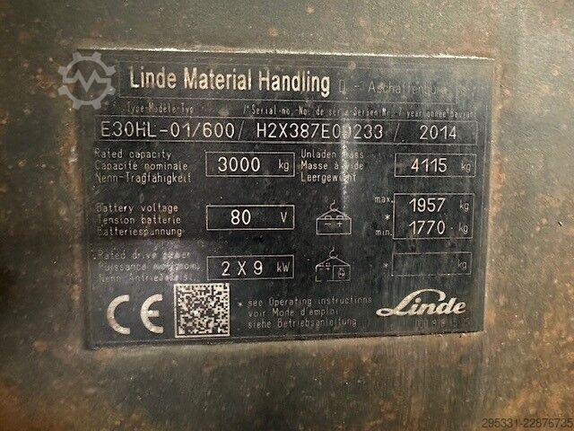 รถโฟล์คลิฟท์ไฟฟ้า 4 ล้อ Linde E 30 HL